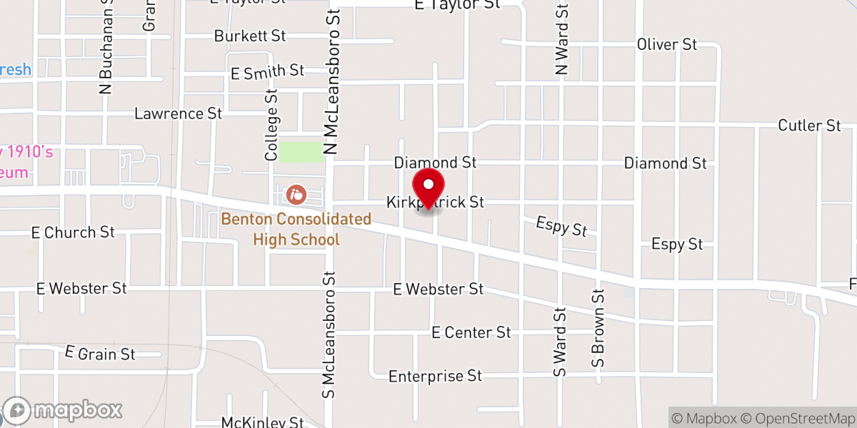 Map showing location of Benton Church of the Nazarene