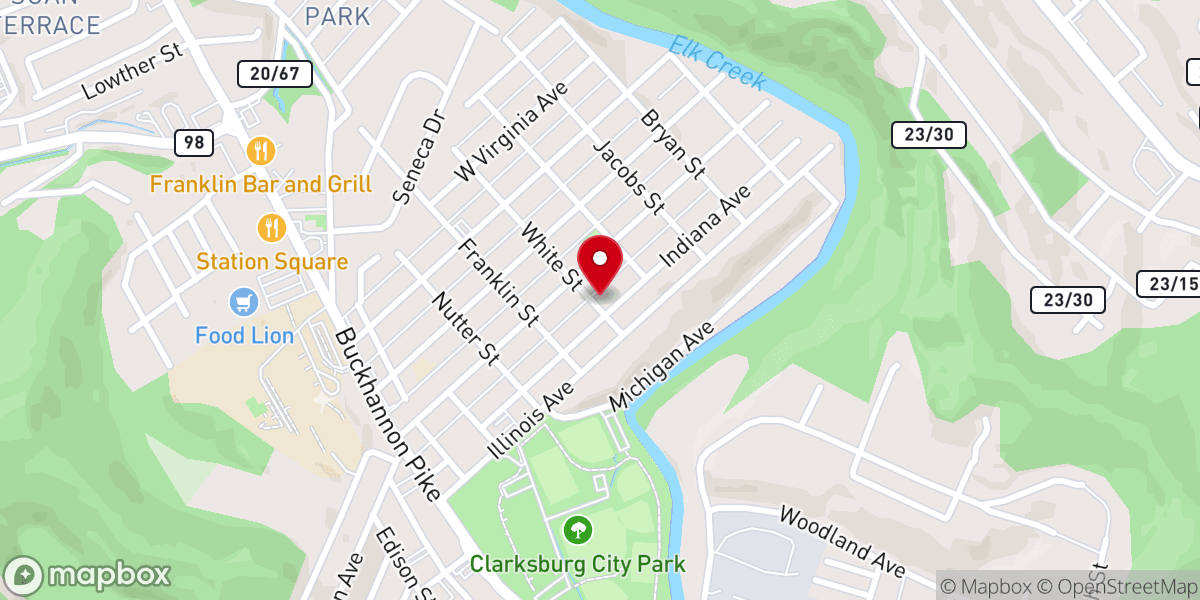 Map showing location of Vincent Memorial Methodist Church