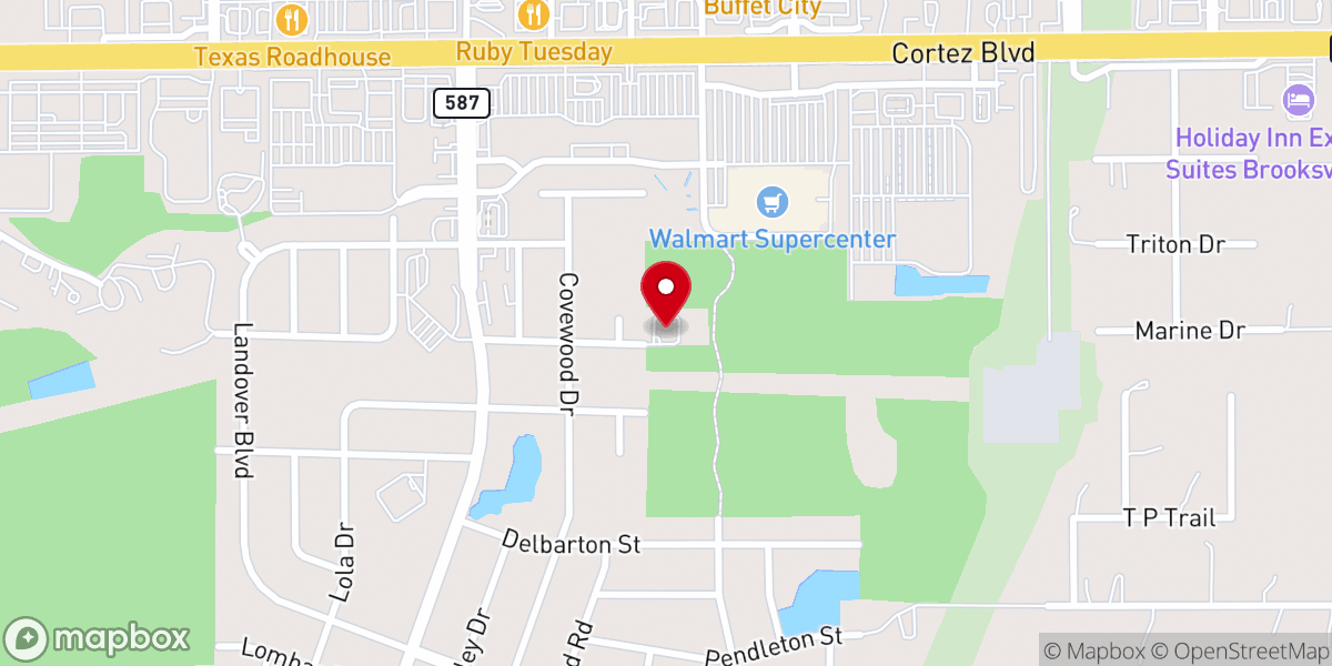 Map showing location of Cornerstone Baptist Church