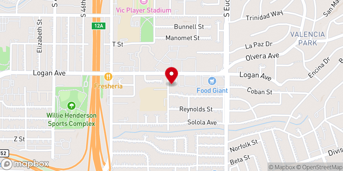 Map showing location of New Destiny Church San Diego