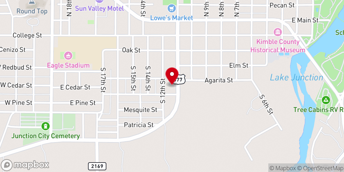 Map showing location of Hill Country Baptist Church