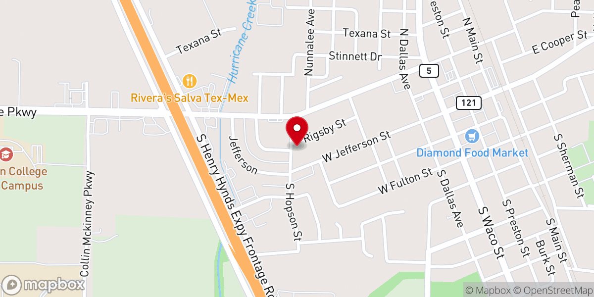 Map showing location of Church of Christ, Van Alstyne