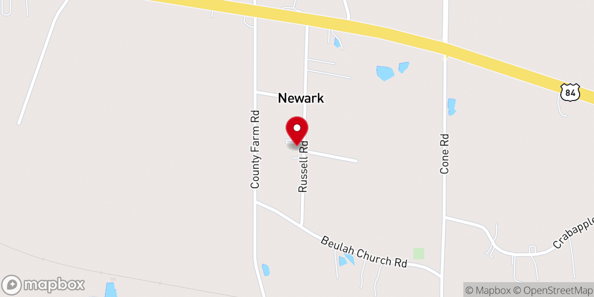 Map showing location of Newark Baptist Church