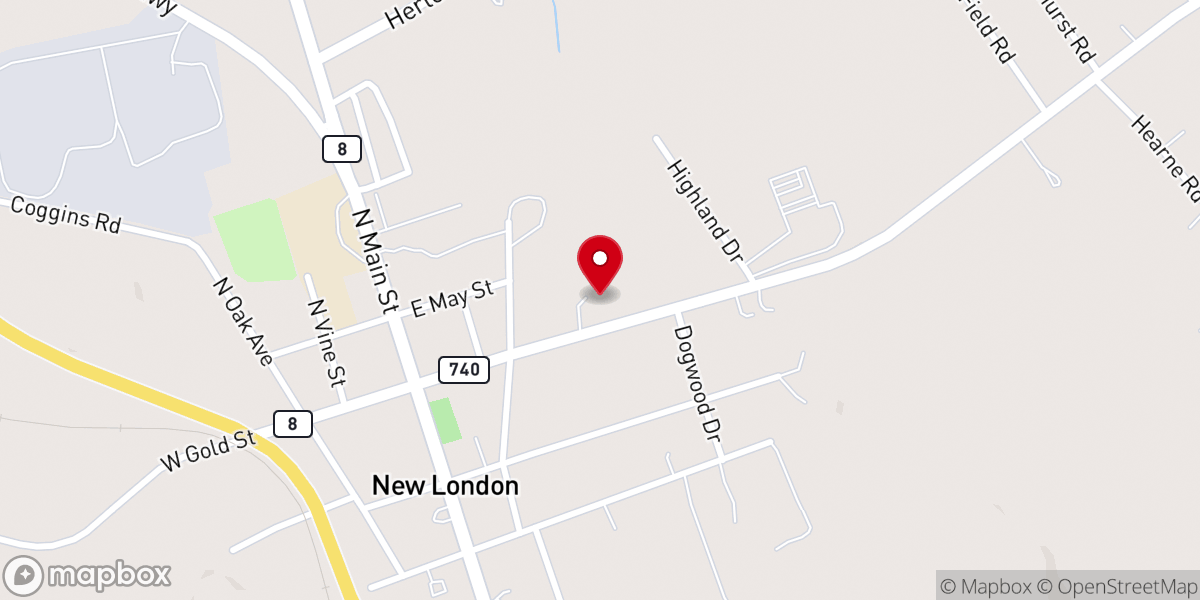 Map showing location of New Life Lutheran Church