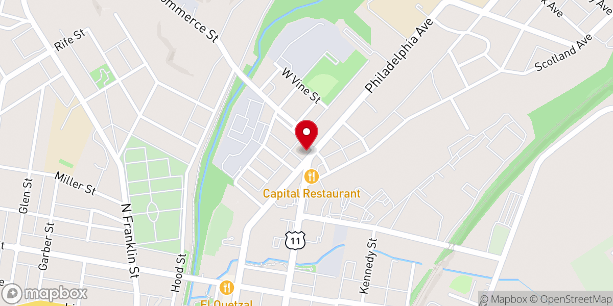 Map showing location of Trinity Evangelical Lutheran Church