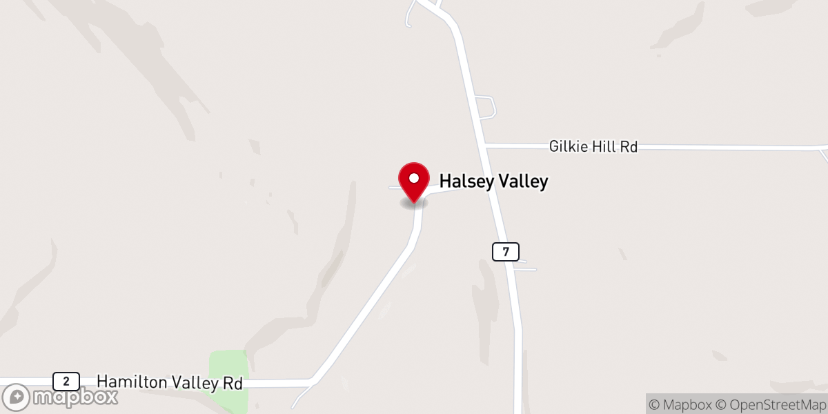 Map showing location of Halsey Valley United Methodist Church