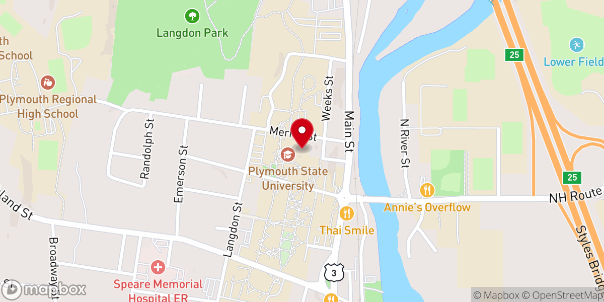 Map showing location of The United Campus Ministry at Plymouth State University