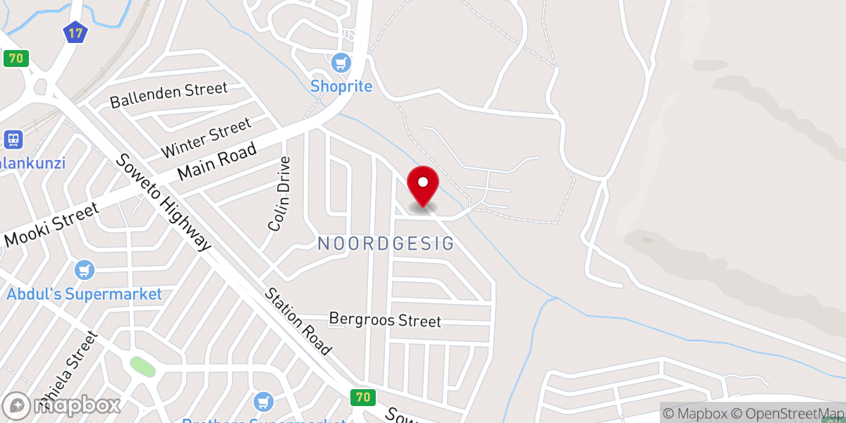 Map showing location of Noordgesig Methodist Church