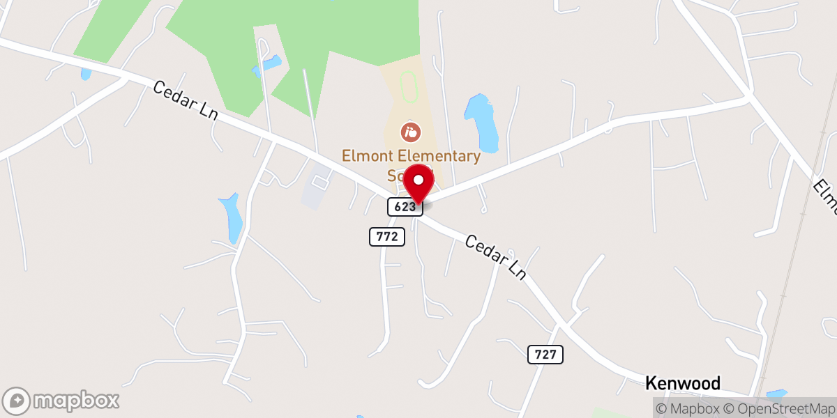 Map showing location of First Baptist Church of Elmont