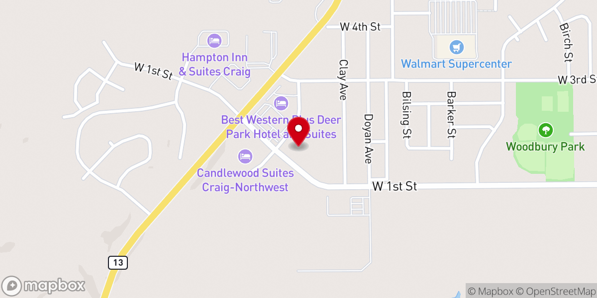 Map showing location of Calvary Chapel Craig