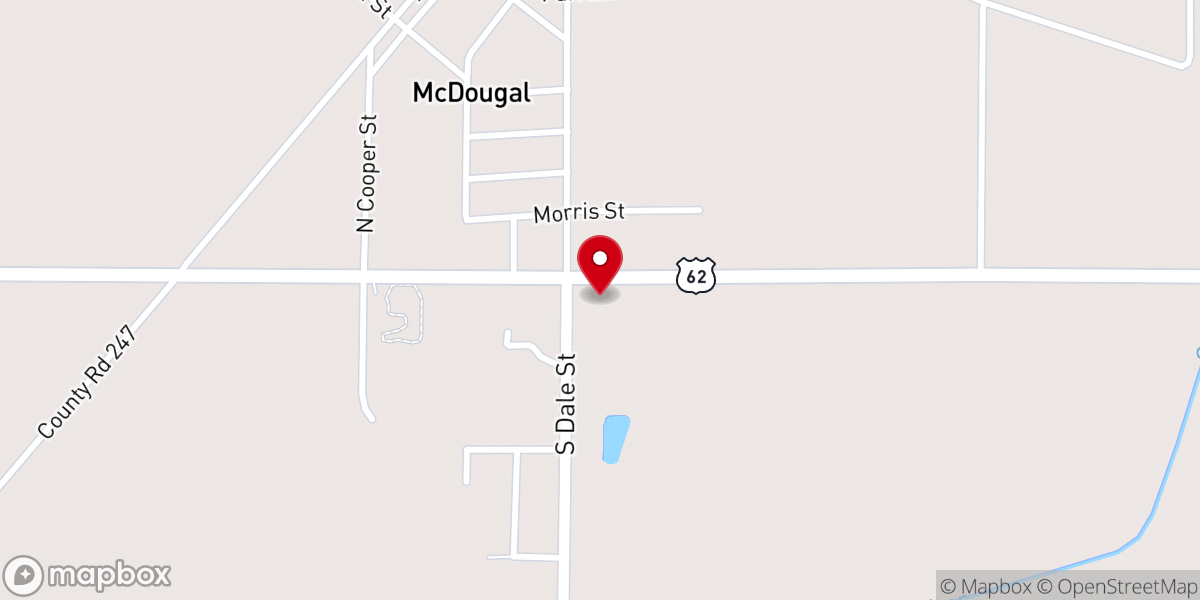 Map showing location of McDougal Church of Christ