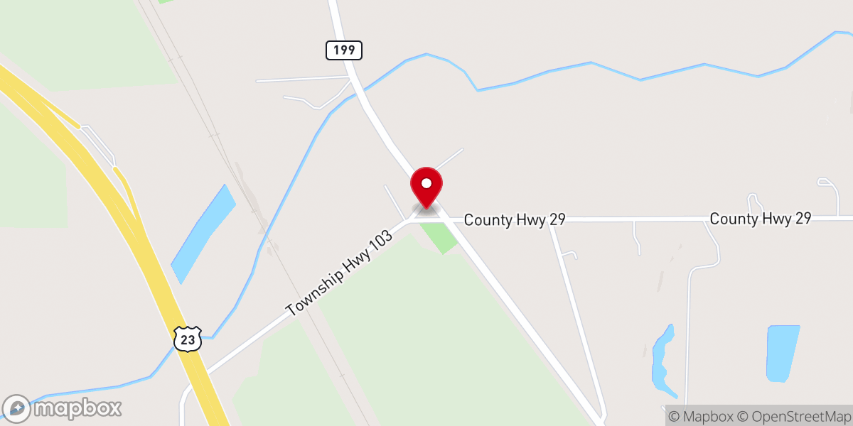 Map showing location of Crawford Church