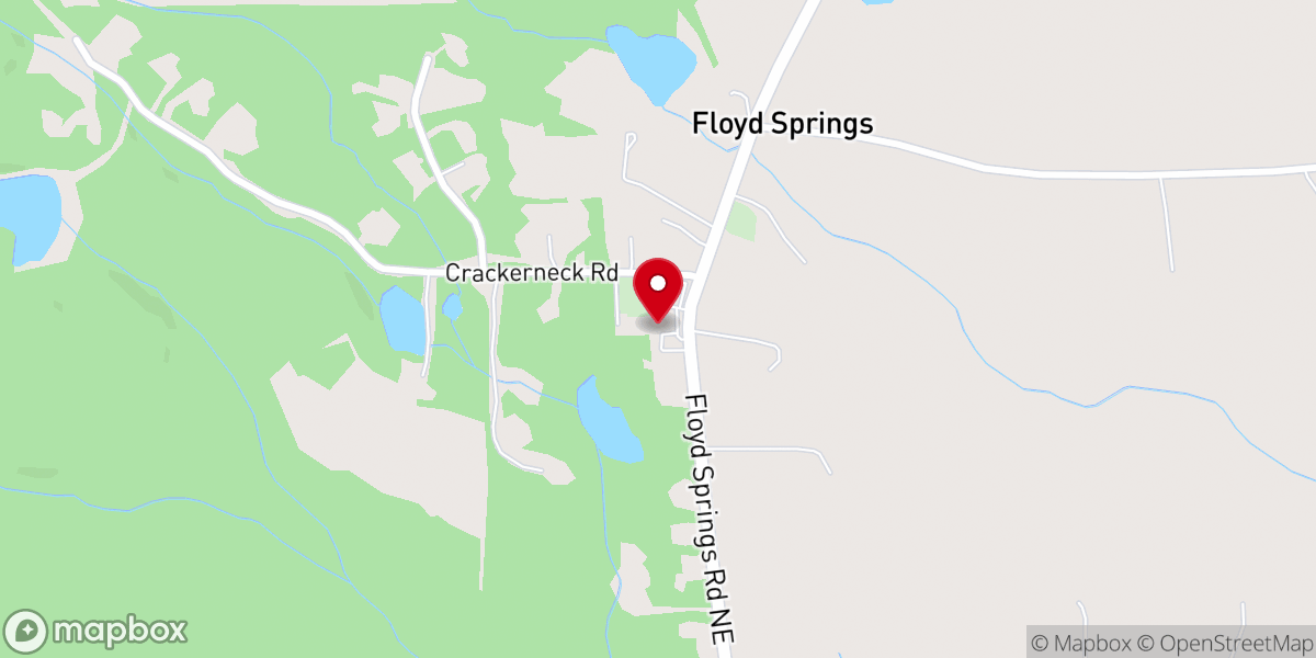 Map showing location of Sand Springs Baptist Church