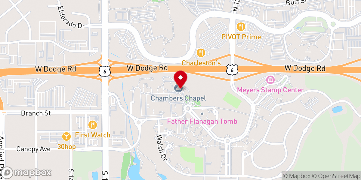 Map showing location of Boys Town Chambers Chapel