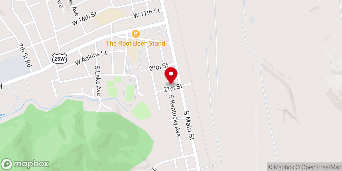 Map showing location of 20th Street Baptist Church