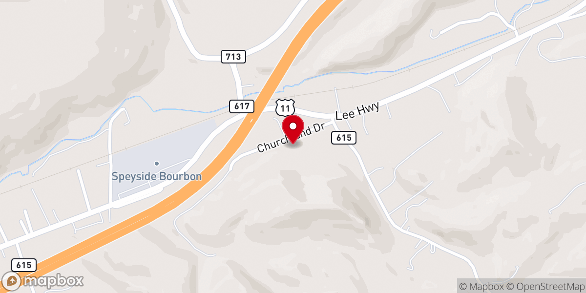 Map showing location of Cedar Bluff Baptist Church