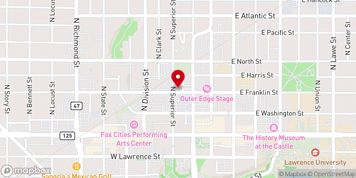 Map showing location of Life Church - Appleton Campus