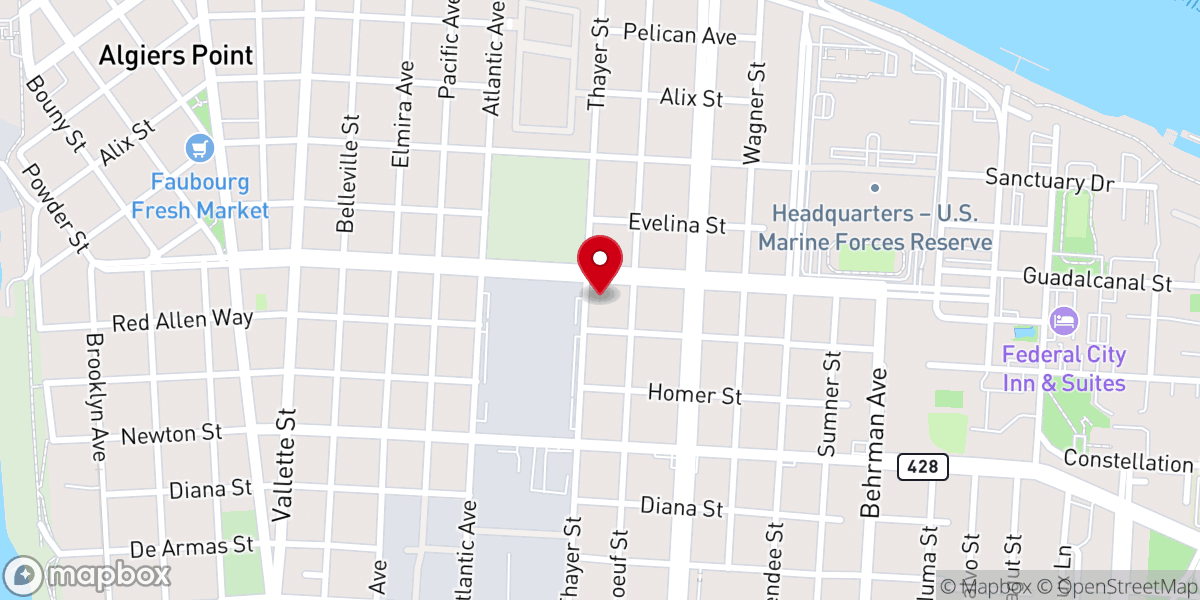 Map showing location of Algiers Assembly of God Church