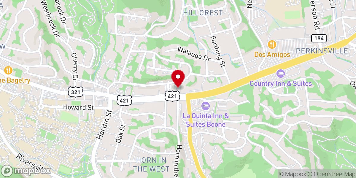 Map showing location of Boone Unitarian Universalist