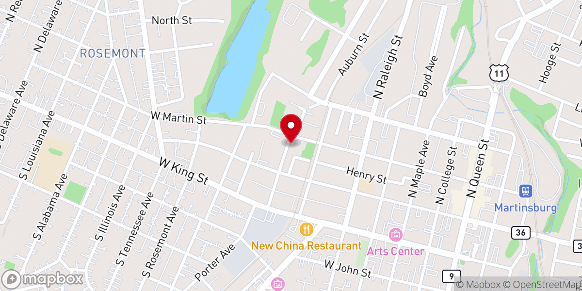 Map showing location of Ebenezer Baptist Church