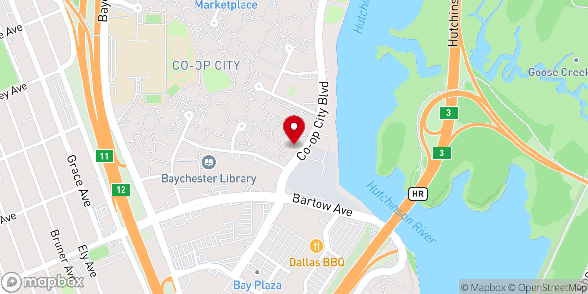 Map showing location of Co-op City Pentecostal Tabernacle