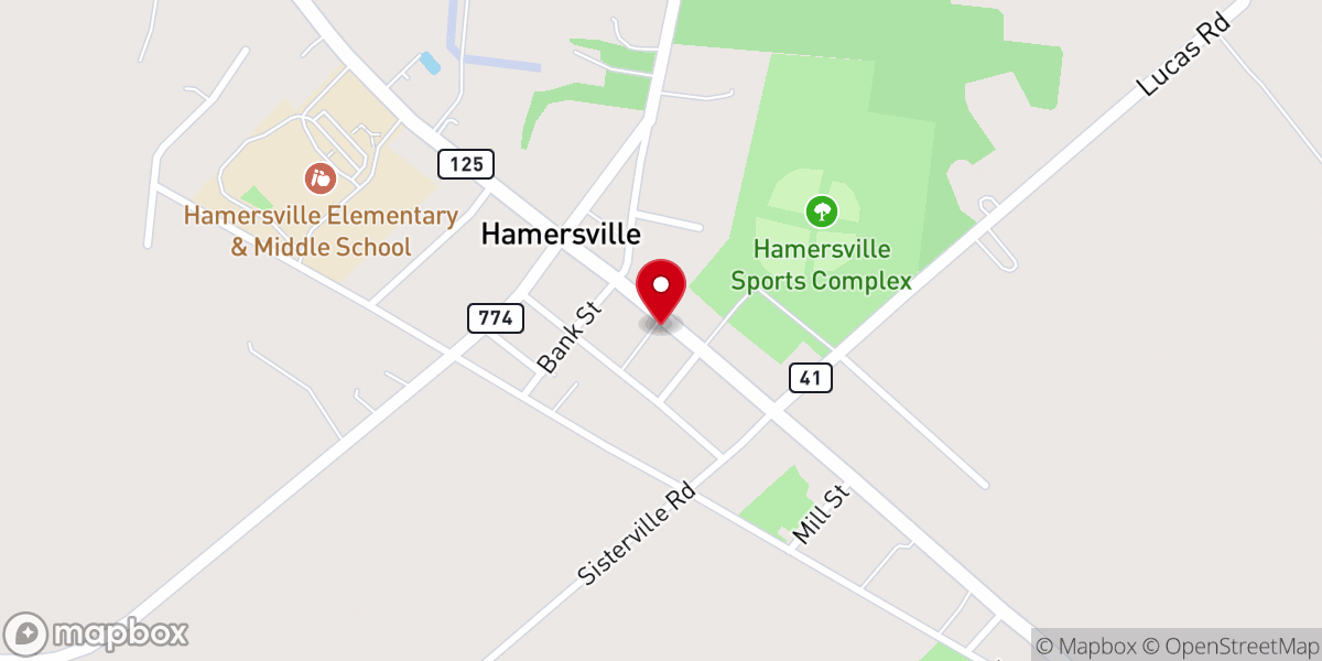 Map showing location of Hamersville Church of Christ