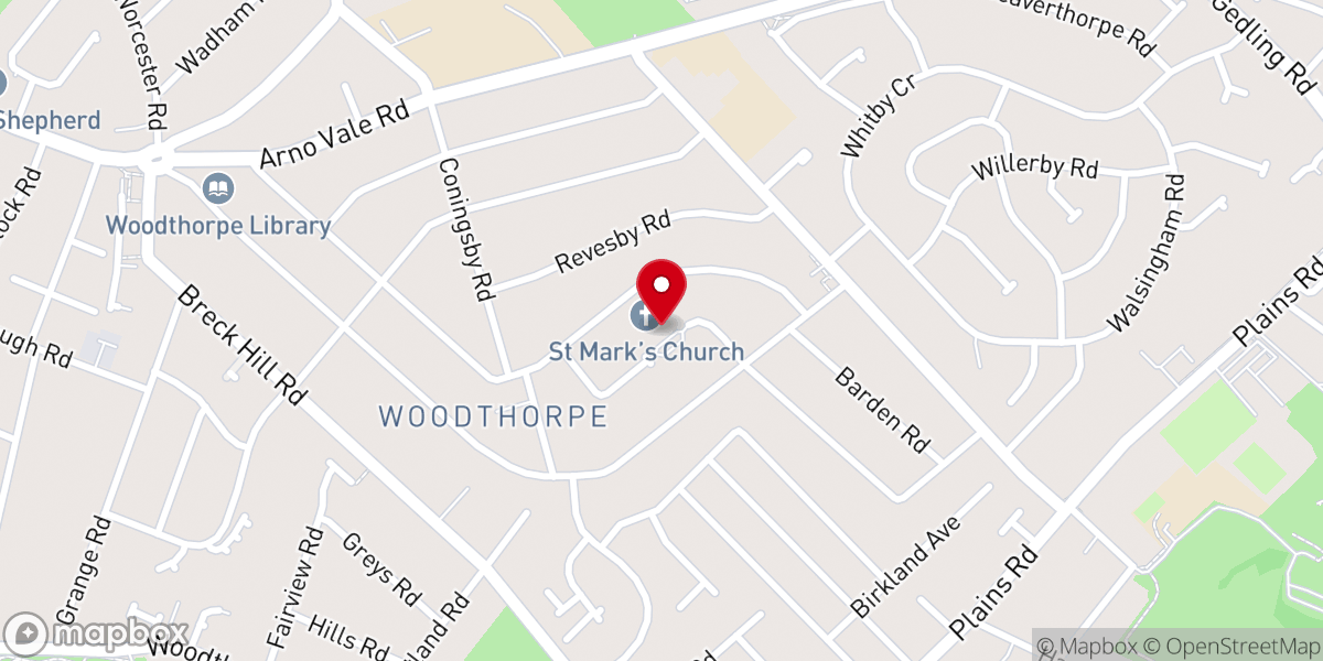 Map showing location of St Mark's Church