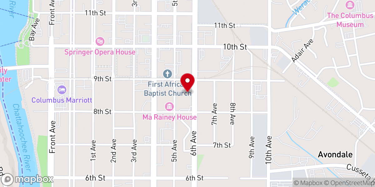 Map showing location of Friendship Baptist Church