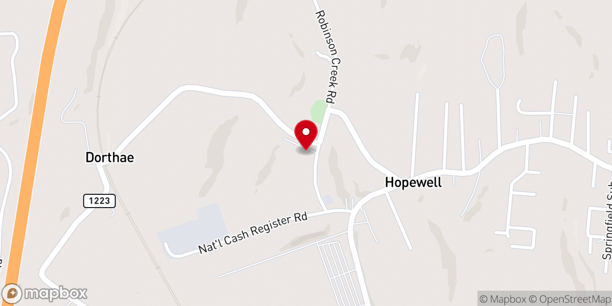 Map showing location of Hopewell Baptist Church
