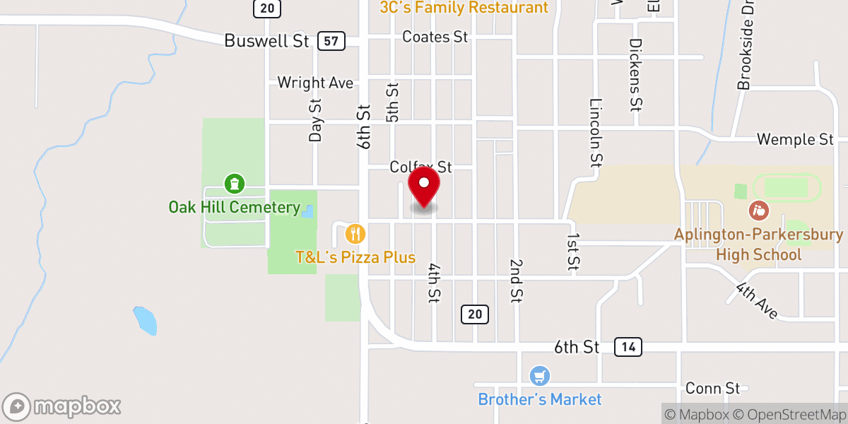 Map showing location of Hope Reformed Church