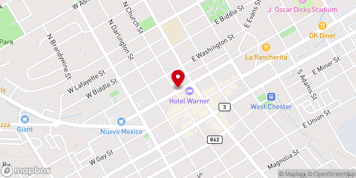 Map showing location of West Chester Growers Market