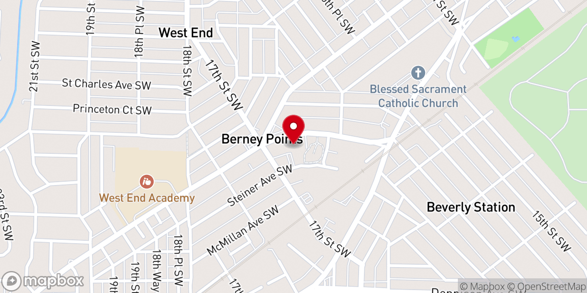 Map showing location of Berney Points Baptist Church