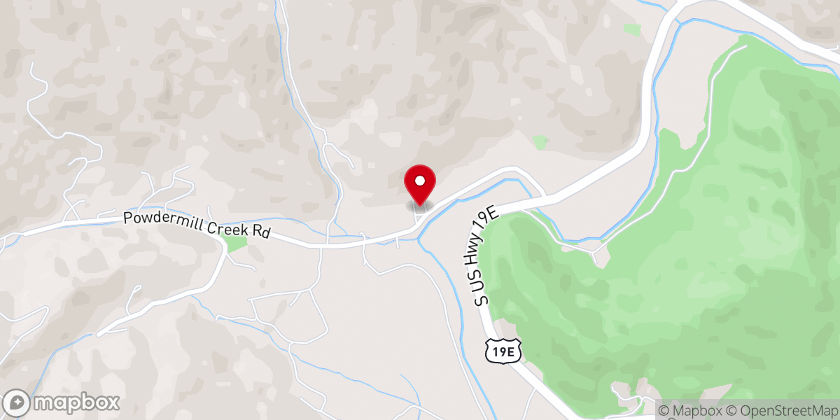 Map showing location of Powdermill Baptist Church