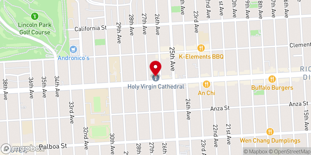 Map showing location of Holy Virgin Cathedral