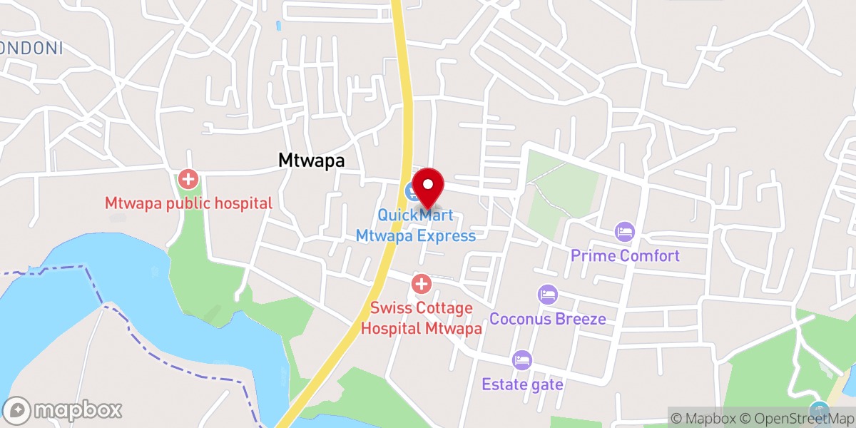Map showing location of ACK All Saints Church Mtwapa Parish