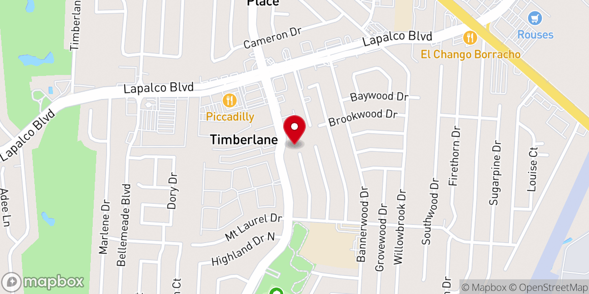 Map showing location of Wall Boulevard Baptist Church
