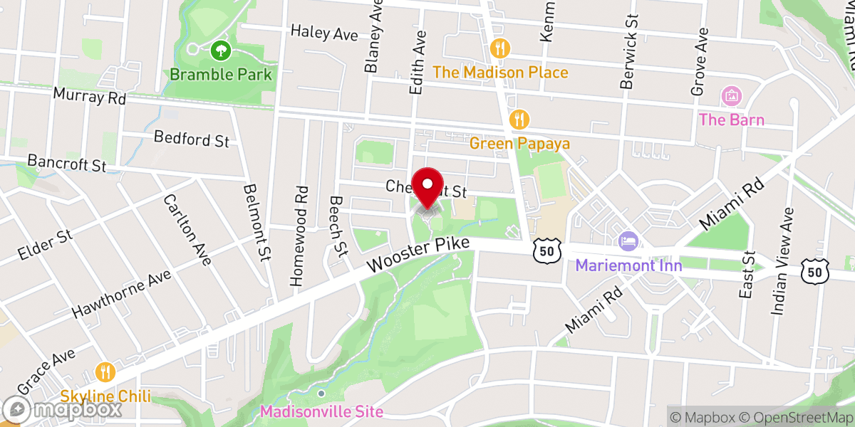 Map showing location of Mariemont Chapel