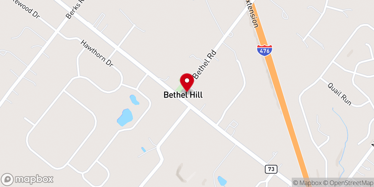 Map showing location of Bethel Hill United Methodist Church