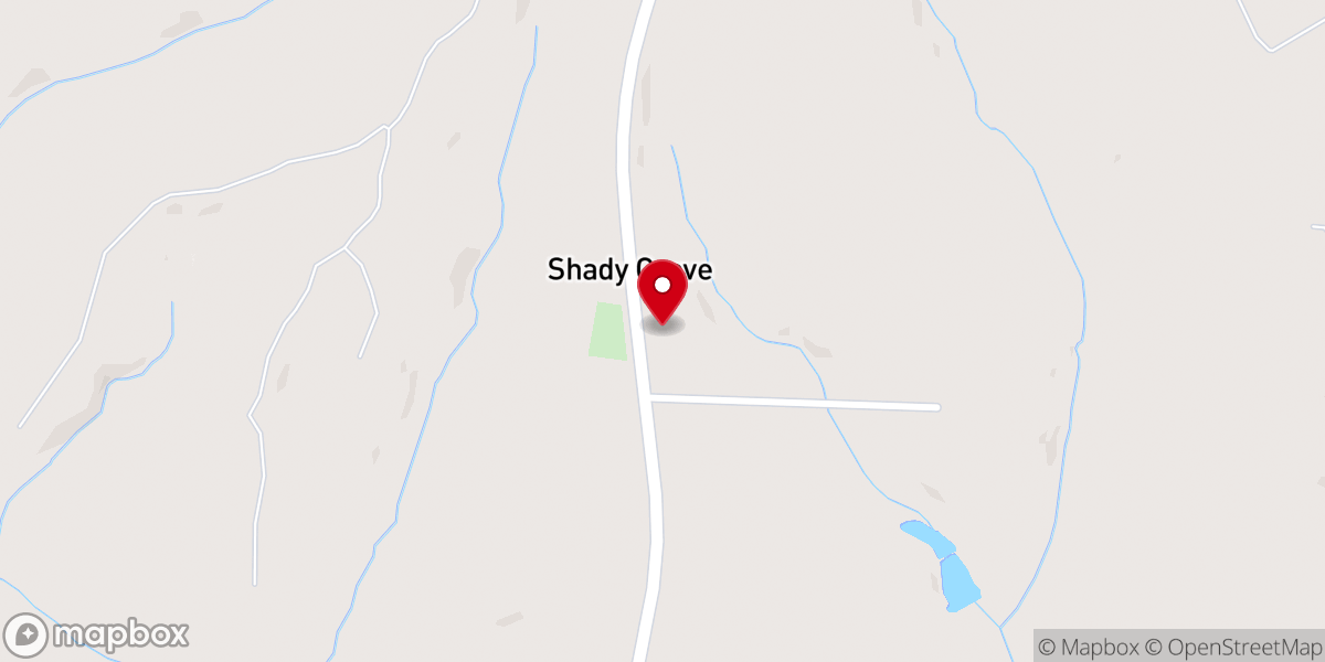 Map showing location of Shady Grove Baptist Church