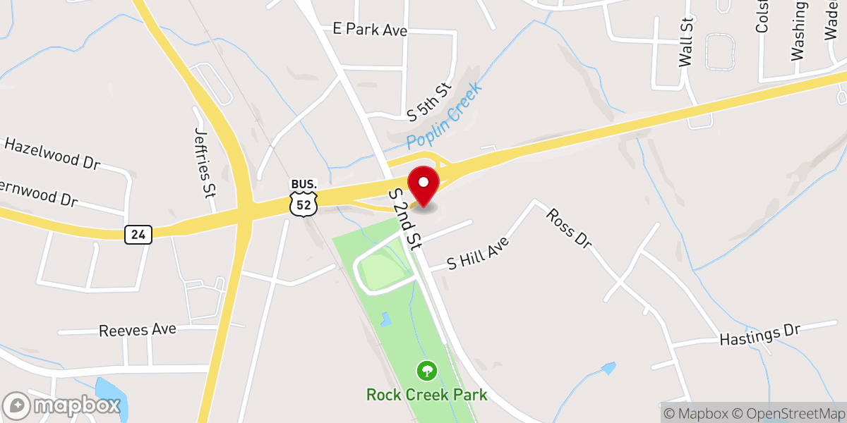 Map showing location of South Albemarle Baptist Church
