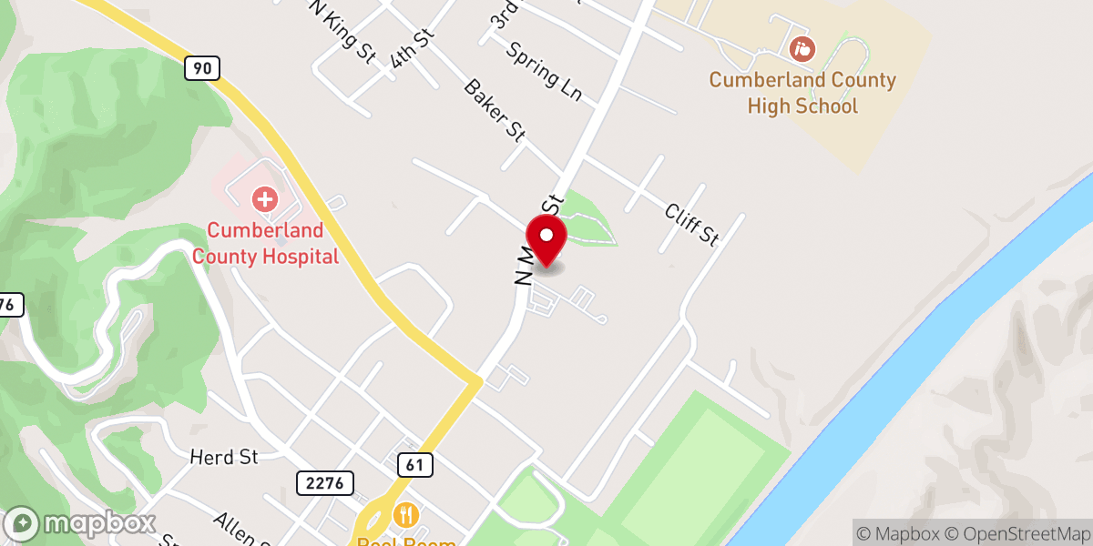 Map showing location of Burkesville Baptist Church