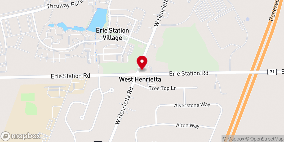Map showing location of West Henrietta Baptist Church