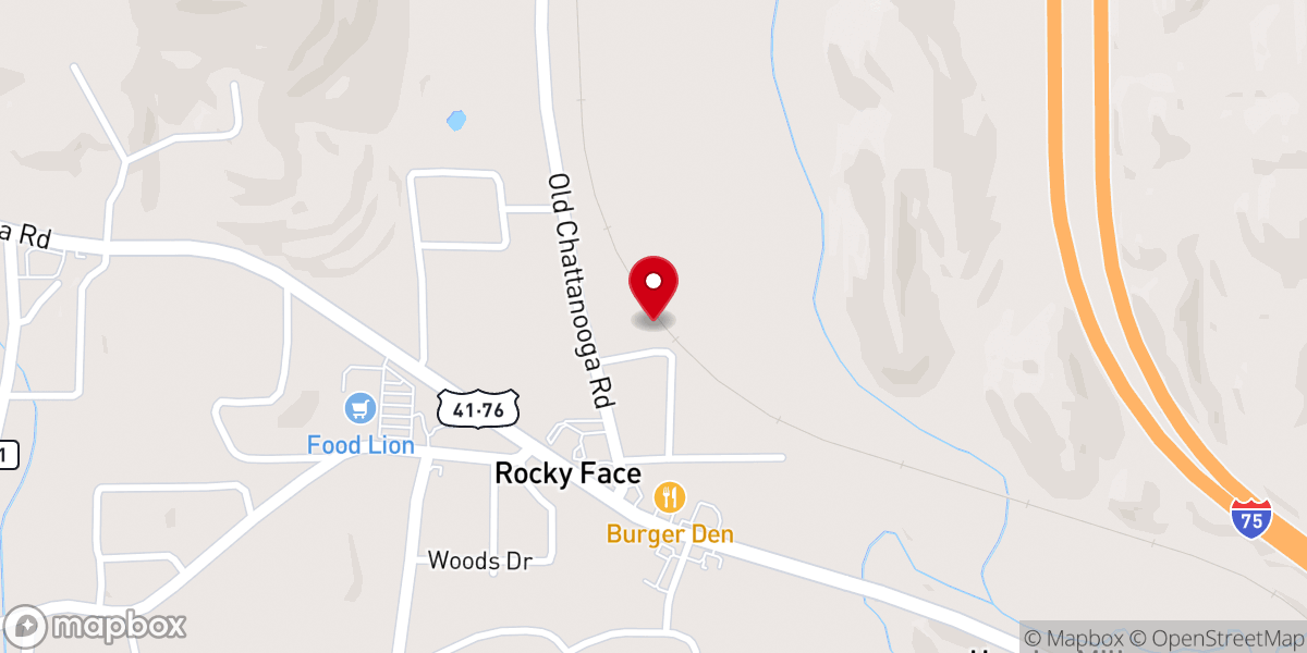 Map showing location of Rocky Face Baptist Church