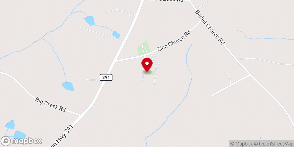 Map showing location of Zion Southern Methodist Church