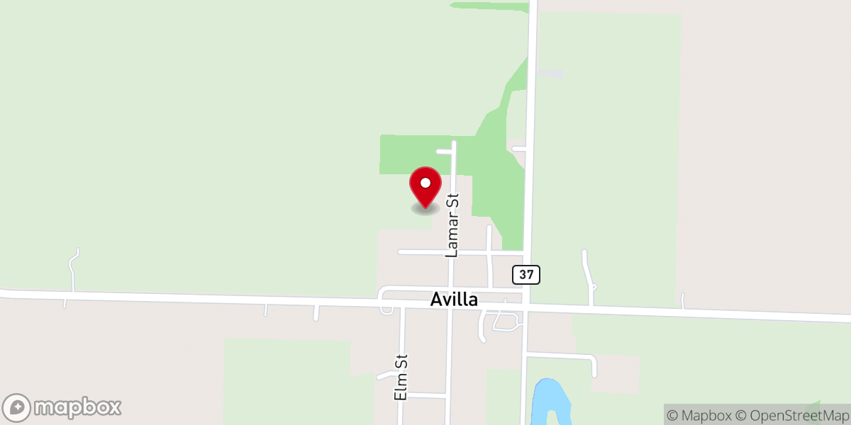 Map showing location of Avilla United Methodist Church