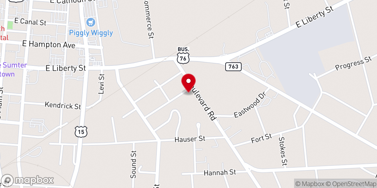 Map showing location of New Calvary Baptist Church
