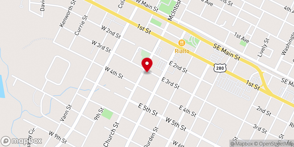 Map showing location of Vidalia Presbyterian Church