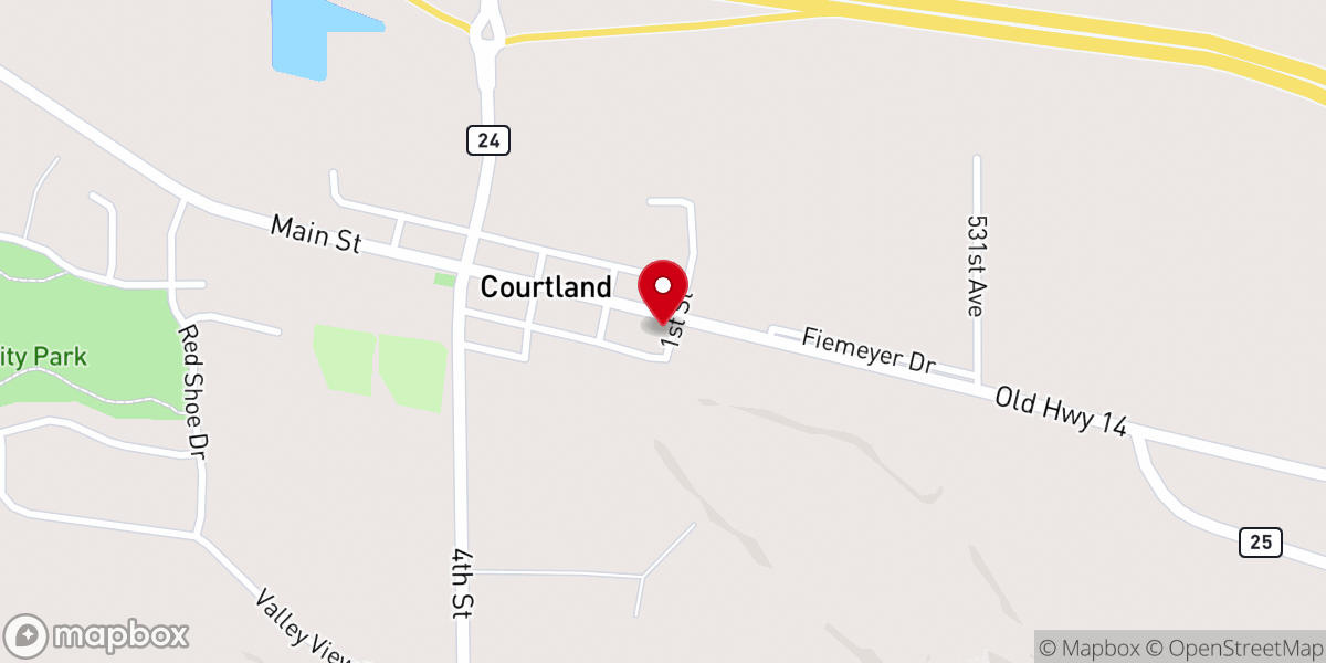 Map showing location of Courtland Lutheran Church