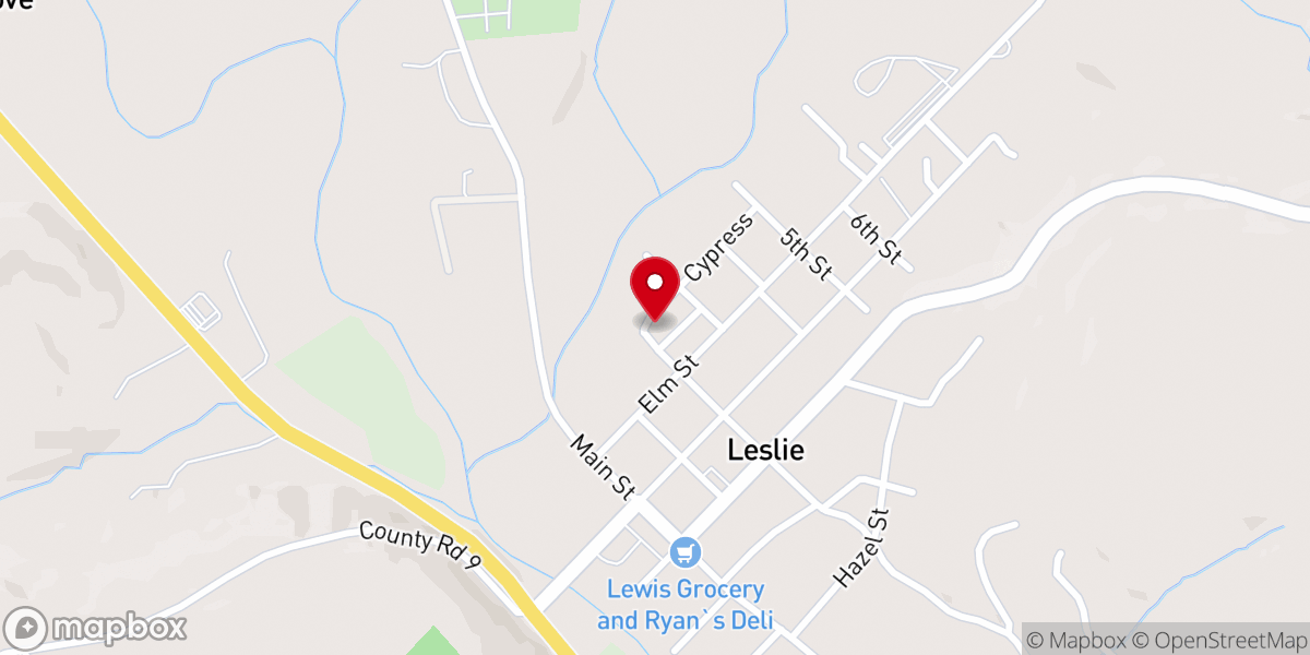 Map showing location of Leslie United Methodist Pantry - Food Distribution Center