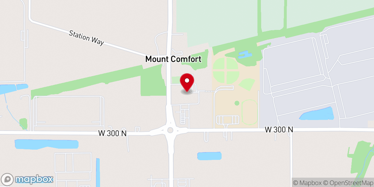 Map showing location of Mount Comfort United Methodist Church